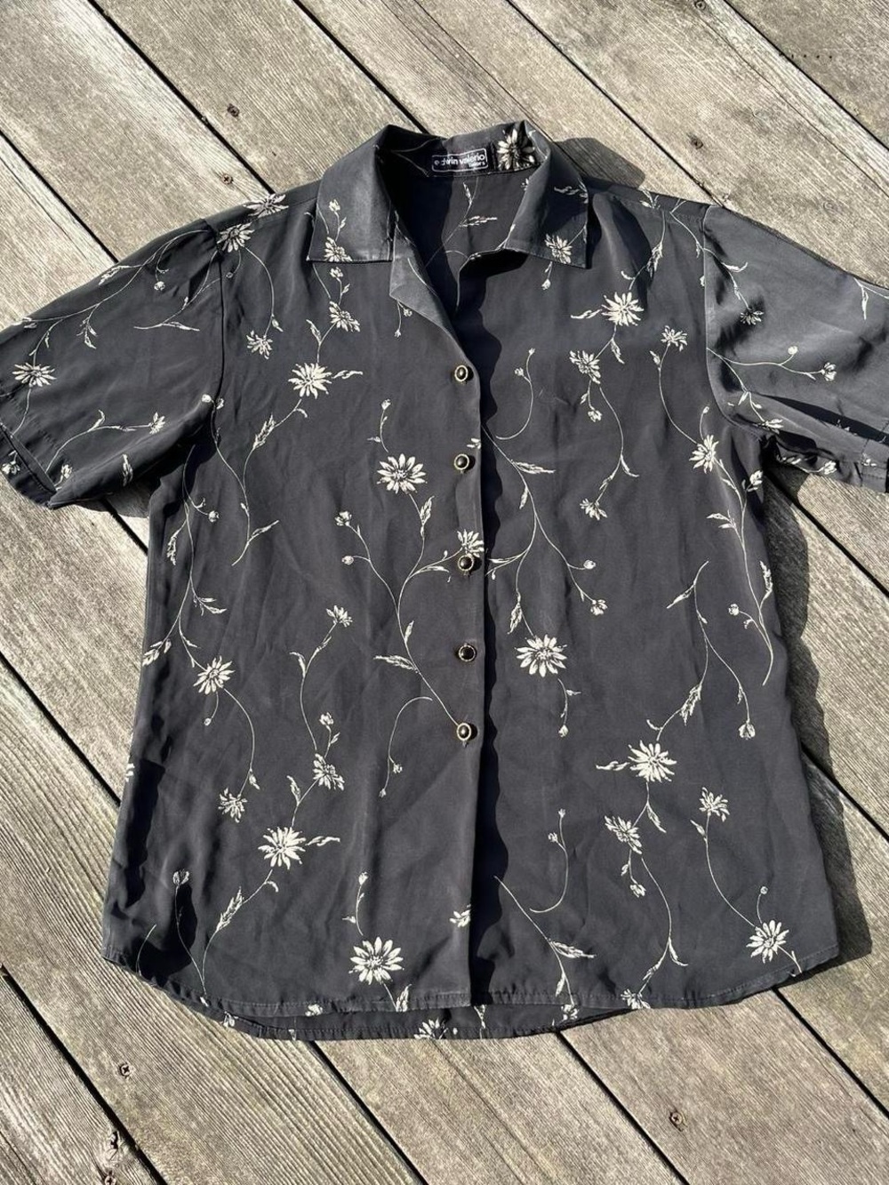 Edwin Valerio Tailors grey + white floral print button up